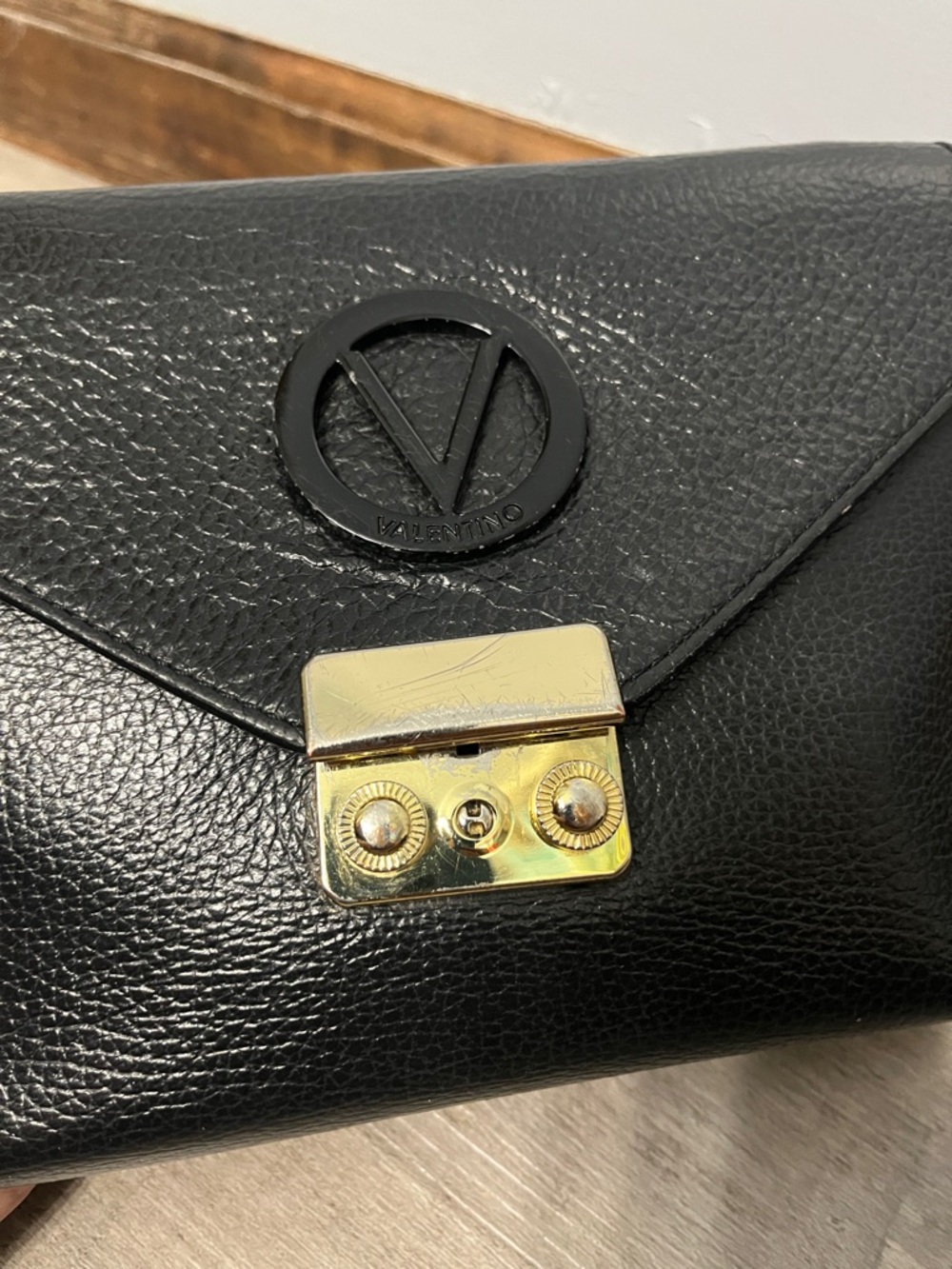 Valentino Black Pebbled Leather Chain Crossbody with Gold Hardware - Picture 4 of 5